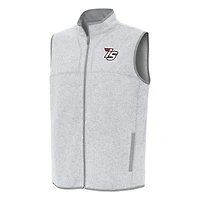 Men's Antigua Heather Gray Iowa Speedway Fortune Full-Zip Vest