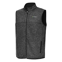 Men's Antigua Heather Black Kansas Speedway Fortune Full-Zip Vest