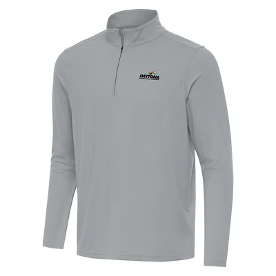 Men's Antigua Gray Daytona International Speedway Intent Quarter-Zip Top