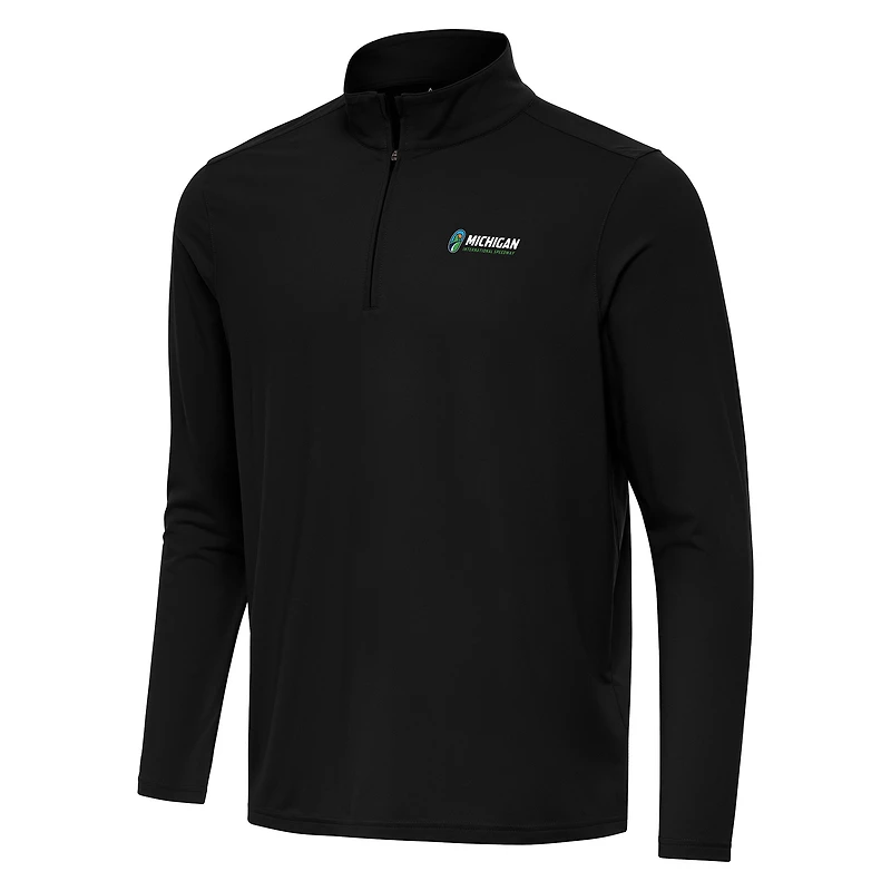 Men's Antigua Black Michigan International Speedway Intent Quarter-Zip Top