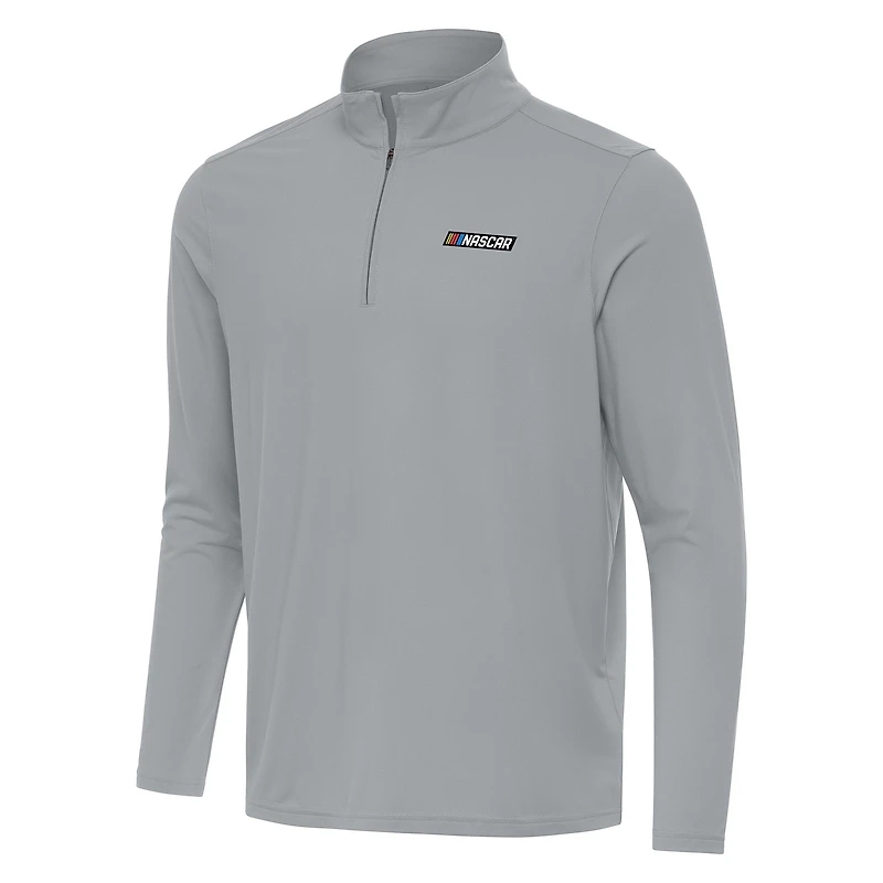 Men's Antigua Gray NASCAR Merchandise Intent Quarter-Zip Top