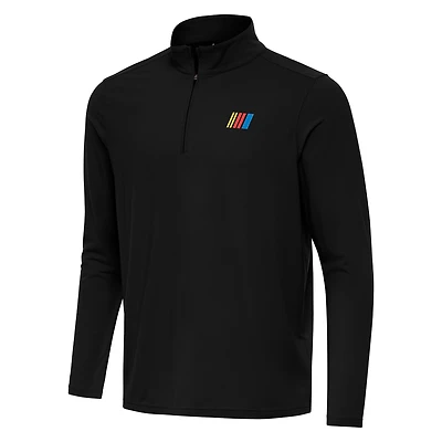 Men's Antigua Black NASCAR Merchandise Intent Quarter-Zip Top