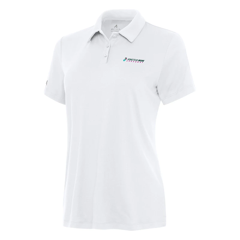 Women's Antigua White Homestead-Miami Speedway Reprocess Polo
