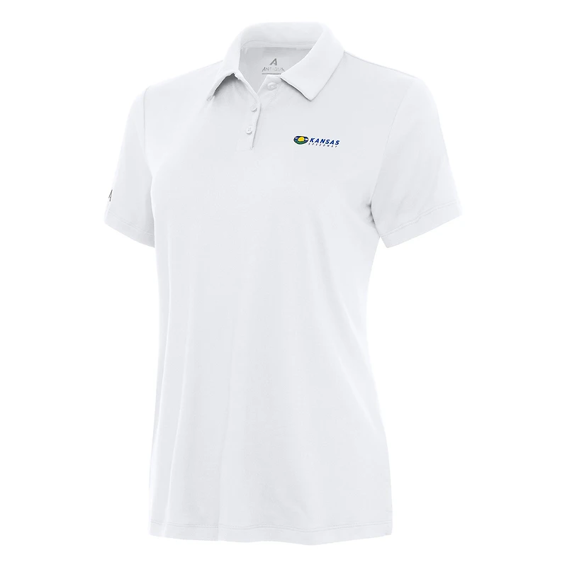 Women's Antigua White Kansas Speedway Reprocess Polo
