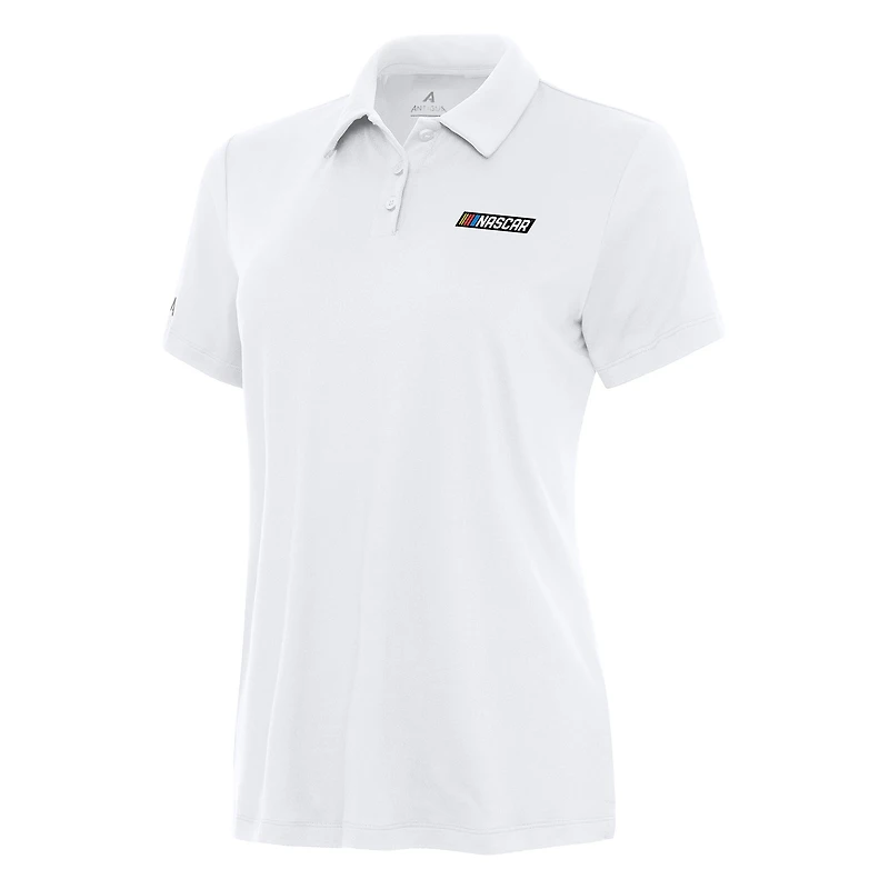 Women's Antigua White NASCAR Reprocess Polo