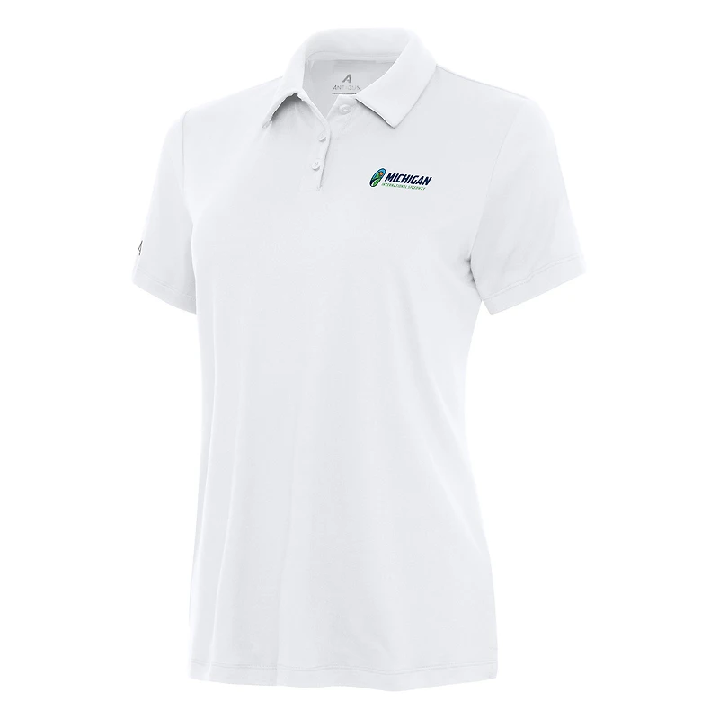 Women's Antigua White Michigan International Speedway Reprocess Polo
