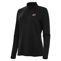Women's Antigua Black NASCAR Reprocess Quarter-Zip Top