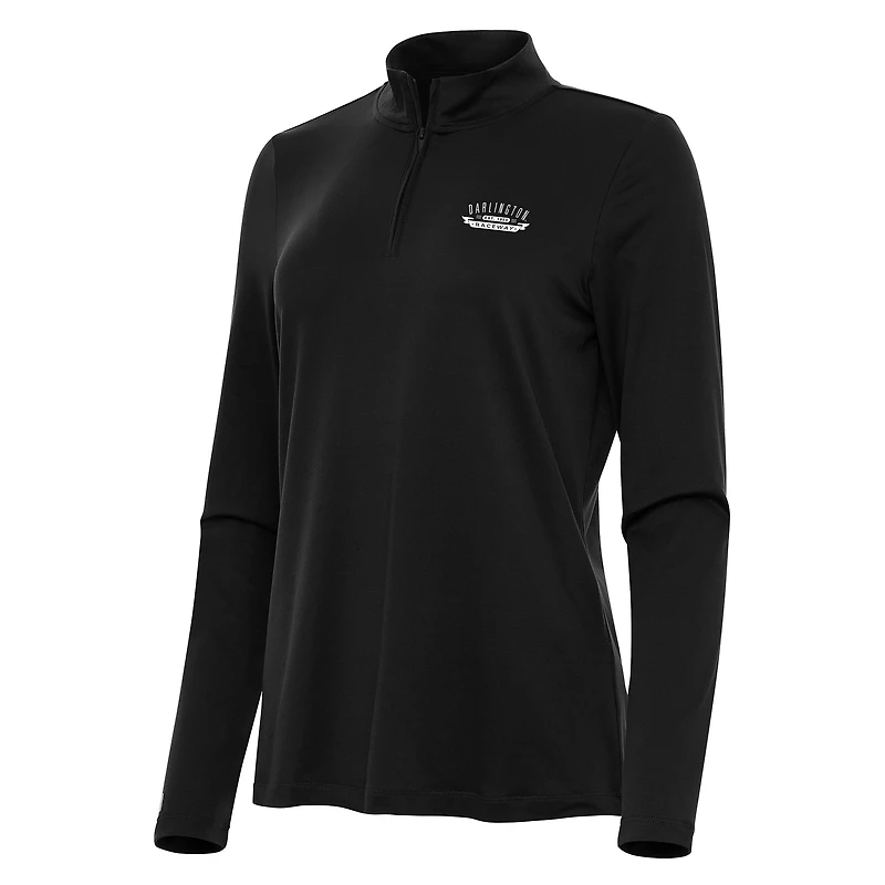 Women's Antigua Black Darlington Raceway Reprocess Quarter-Zip Top