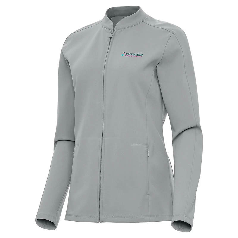 Women's Antigua  Gray Homestead-Miami Speedway Regard Full-Zip Jacket