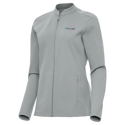 Women's Antigua Gray Homestead-Miami Speedway Regard Full-Zip Jacket