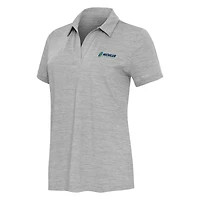 Women's Antigua Heather Gray Michigan International Speedway Layout V-Neck Polo