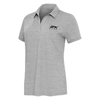 Women's Antigua Heather Gray Roush Fenway Keselowski Racing Layout V-Neck Polo