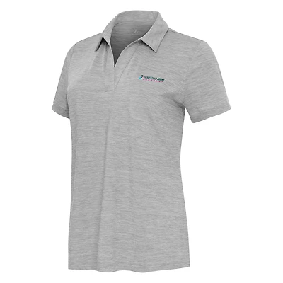 Women's Antigua Heather Gray Homestead-Miami Speedway Layout V-Neck Polo