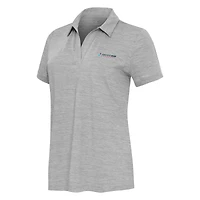 Women's Antigua Heather Gray Homestead-Miami Speedway Layout V-Neck Polo