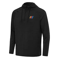 Men's Antigua Heather Black NASCAR Spikes Raglan Quarter-Zip  Hoodie