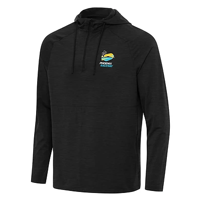 Men's Antigua Heather Phoenix Raceway Spikes Raglan Quarter-Zip Hoodie