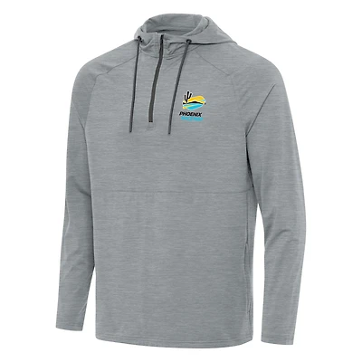 Men's Antigua  Heather Gray Phoenix Raceway Spikes Raglan Quarter-Zip  Hoodie