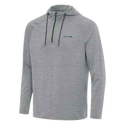 Men's Antigua Heather Gray Homestead-Miami Speedway Spikes Raglan Quarter-Zip Hoodie