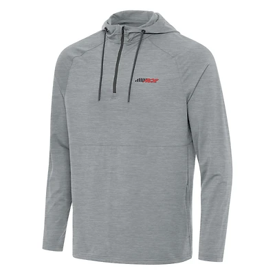 Men's Antigua Heather Gray Richard Childress Racing Spikes Raglan Quarter-Zip Hoodie