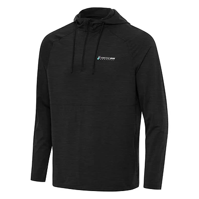 Men's Antigua Heather Homestead-Miami Speedway Spikes Raglan Quarter-Zip Hoodie