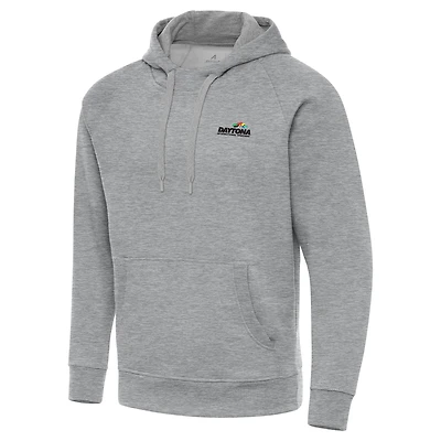 Men's Antigua Heather Gray Daytona International Speedway Big & Tall Victory Raglan Pullover Hoodie