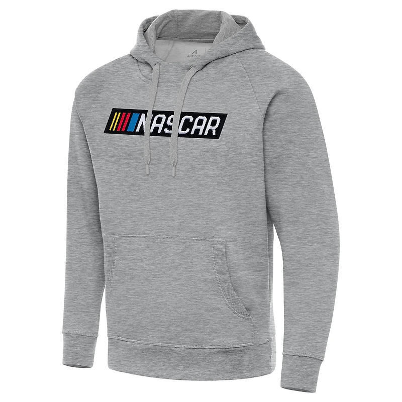 Men's Antigua Heather Gray NASCAR Victory Pullover Hoodie