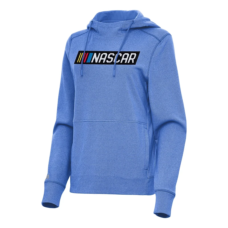Women's Antigua Heather Royal NASCAR Justice Pullover Hoodie