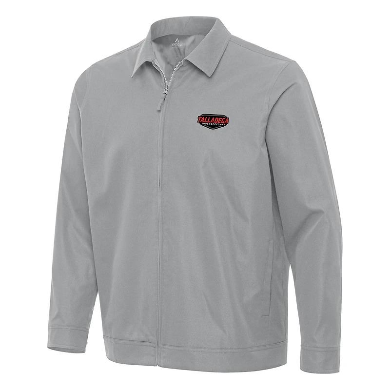 Men's Antigua  Gray Talladega Superspeedway Pivot Full-Zip Jacket