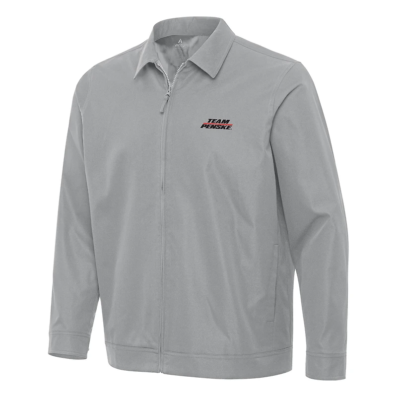 Men's Antigua  Gray Team Penske Pivot Full-Zip Jacket