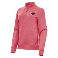 Women's Antigua Heather Red Talladega Superspeedway Crush Quarter-Zip Jacket