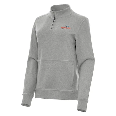 Women's Antigua Heather Gray Watkins Glen International Crush Quarter-Zip Jacket