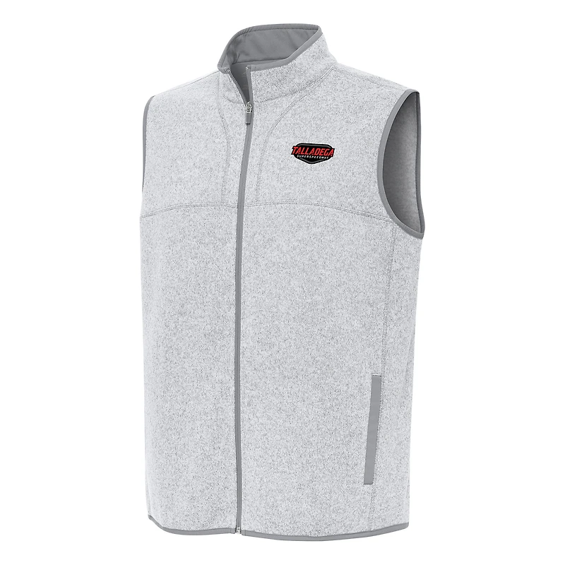 Men's Antigua Heather Gray Talladega Superspeedway Fortune Full-Zip Vest