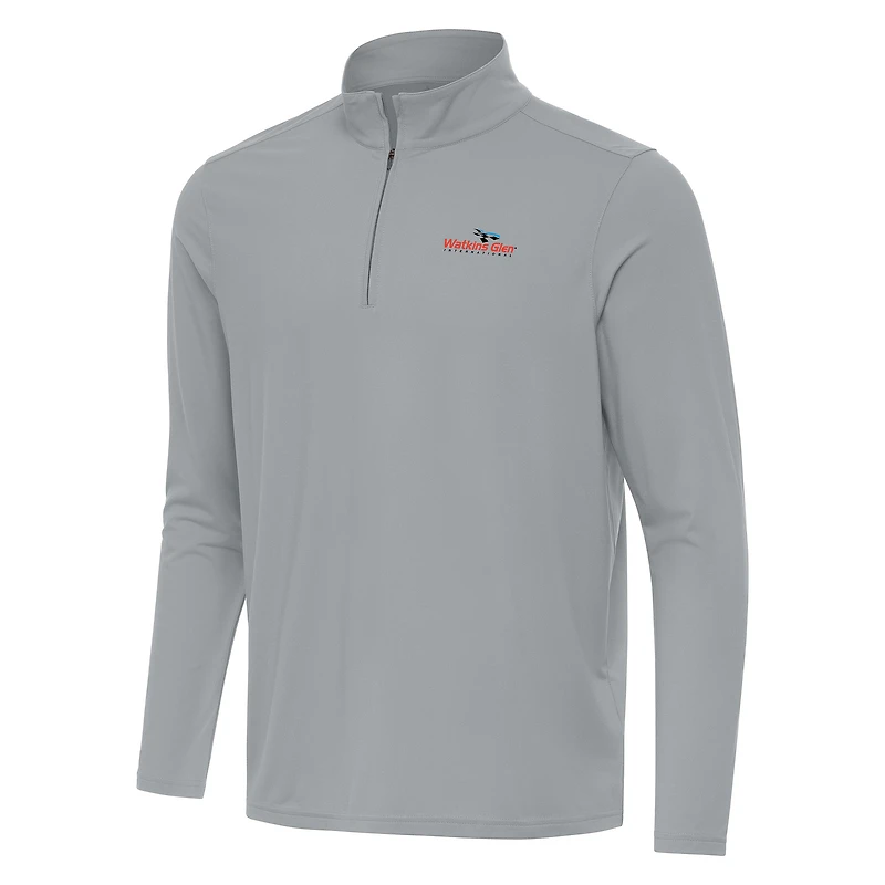 Men's Antigua Gray Watkins Glen International Intent Quarter-Zip Top