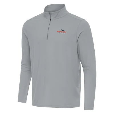 Men's Antigua Gray Watkins Glen International Intent Quarter-Zip Top