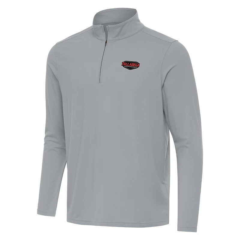 Men's Antigua Gray Talladega Superspeedway Intent Quarter-Zip Top