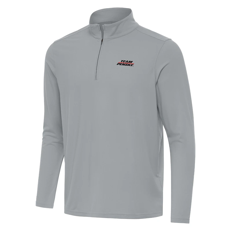 Men's Antigua Gray Team Penske Intent Quarter-Zip Top