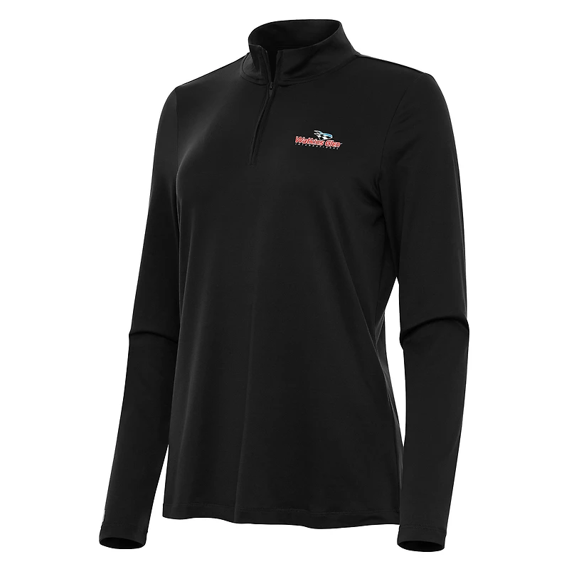 Women's Antigua Black Watkins Glen International Reprocess Quarter-Zip Top
