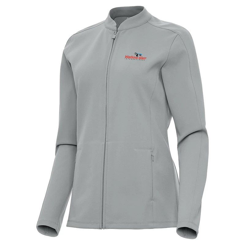 Women's Antigua  Gray Watkins Glen International Regard Full-Zip Jacket