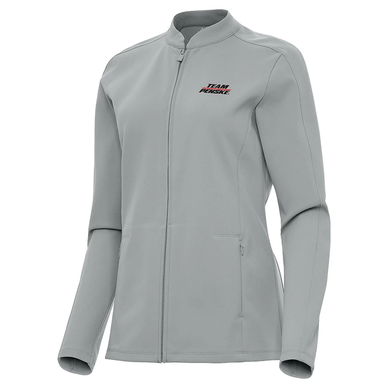 Women's Antigua  Gray Team Penske Regard Full-Zip Jacket