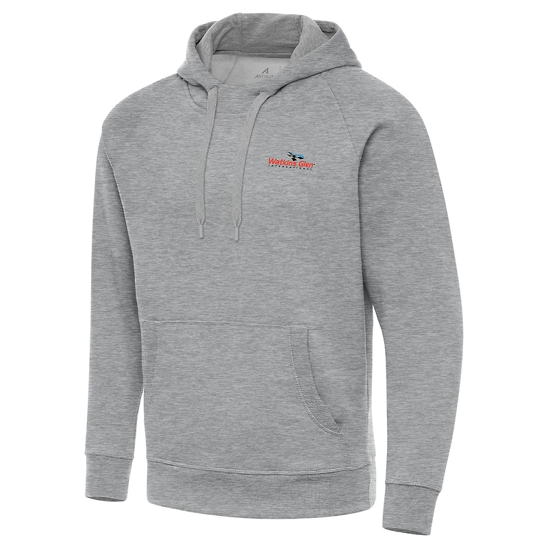 Men's Antigua Heather Gray Watkins Glen International Big & Tall Victory Raglan Pullover Hoodie