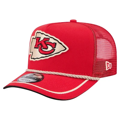 Men's New Era Red Kansas City Chiefs Vintage Team Rope A-Frame Trucker 9FIFTY Snapback Hat