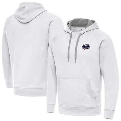 Men's Antigua White Columbus Blue Jackets 2025 NHL Stadium Series Victory Pullover Hoodie