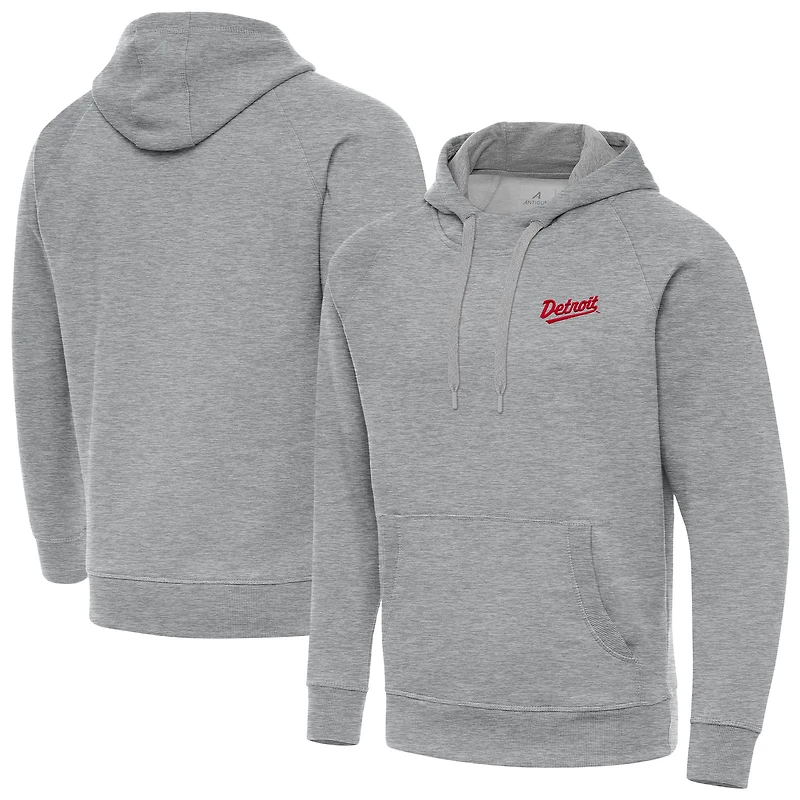 Men's Antigua Heather Gray Detroit Red Wings 2025 NHL Stadium Series Victory Pullover Hoodie