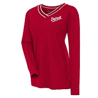Women's Antigua Red Detroit Red Wings 2025 NHL Stadium Series Long Sleeve V-Neck Top