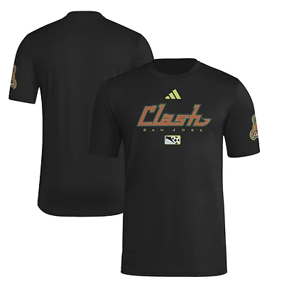 Men's adidas Black San Jose Earthquakes 2025 Archive Collection Jersey Hook T-Shirt