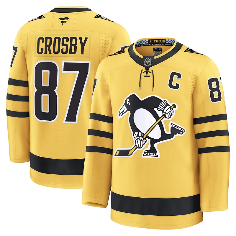 Men's Fanatics Sidney Crosby Gold Pittsburgh Penguins Alternate Premium Player Jersey