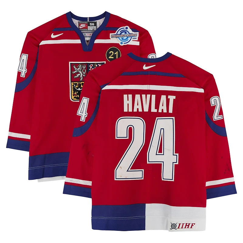 Martin Havlat Team Czech Republic Game-Used #24 Red Nike Jersey vs. Team Germany on September 3 during the 2004 World Cup of Hockey