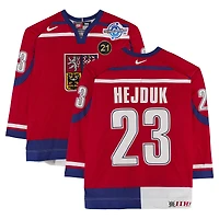 Milan Hejduk Team Czech Republic Game-Used #23 Red Nike Jersey vs. Team Germany on September 3 during the 2004 World Cup of Hockey