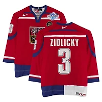 Marek Zidlicky Team Czech Republic Game-Used #3 Red Nike Jersey vs. Team Germany on September 3 during the 2004 World Cup of Hockey