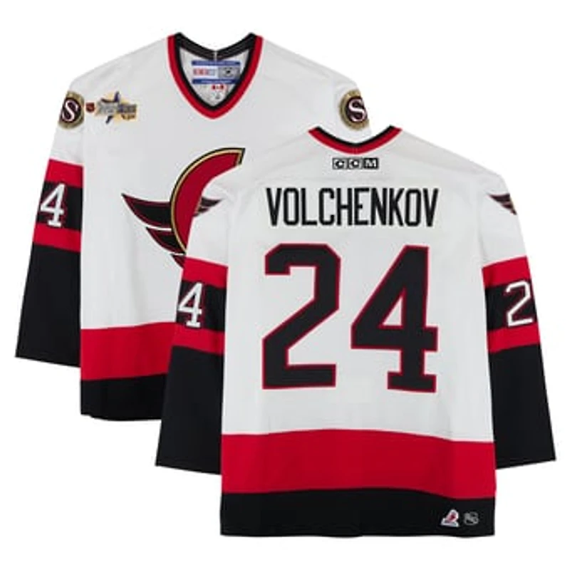 Anton Volchenkov Ottawa Senators Game-Used #24 White CCM Jersey from the 2003 NHL YoungStars Game